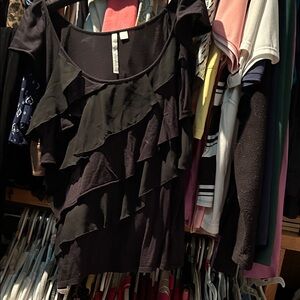 LC Lauren Conrad Black Ruffle Top